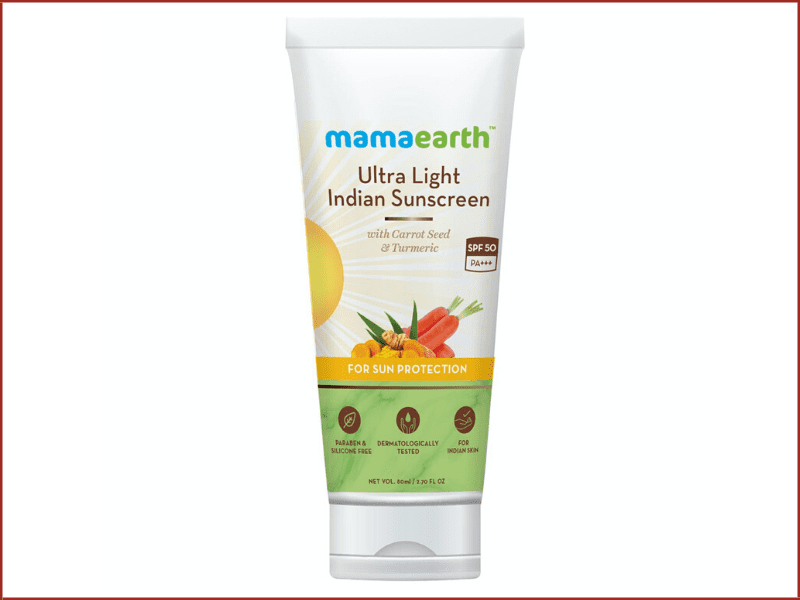 Mamaearth Ultra Light India Sunscreen SPF50 PA+++ With Turmeric & Carrot Seed